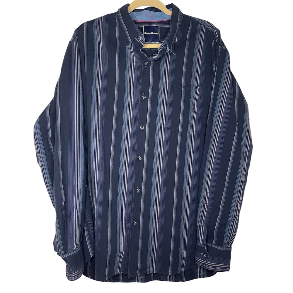 Tommy Bahama Men’s Blue Striped Longsleeve Button Down Size XL
